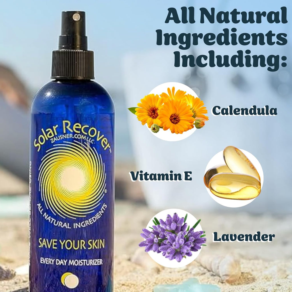Solar Recover After Sun Moisturizing Spray - Hydrating Facial & Body Mist with Vitamin E | 12 Oz Sunburn Relief