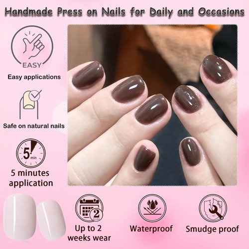 576pc XS Round Square Press on Nails Short Fake Nail with Glue Tabs, Extra Short Acrylic Press-on Nail Square Glue on Nails Press ons Nail French Tips False Nails Women Artificial Fingernails
