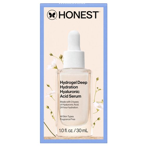 Honest Beauty Hydrogel Deep Hydration Hyaluronic Acid Serum, Moisturizes Plumps, Hypoallergenic, Fragrance-Free, Vegan, Gentle for Sensitive Skin, 1 fl oz