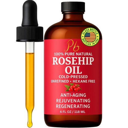 Pomberries Rosehip Seed Oil – Cold-Pressed & Unrefined, Rosehip Oil for Face, Skin & Hair – Rose Hip oil for Scars, Wrinkles, Stretch Marks, Daily Hydration & Gua Sha Massage, 4 fl oz