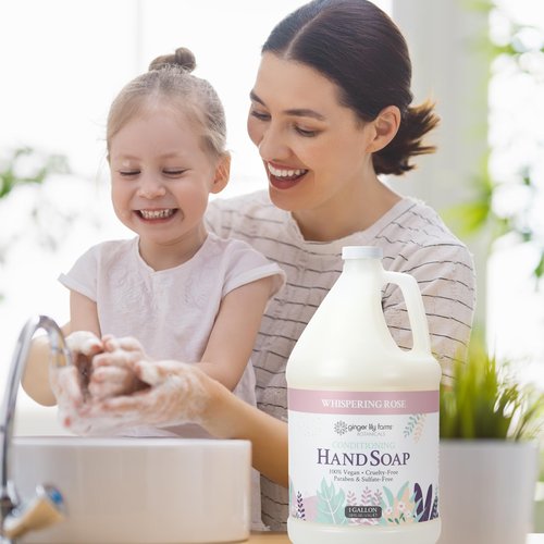 Ginger Lily Farms Botanicals Conditioning Liquid Hand Soap Refill, 100% Vegan & Cruelty-Free, Whispering Rose Scent, 1 Gallon (128 fl oz)