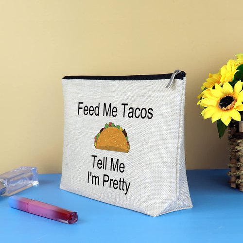Funny Taco Lover Gifts Makeup Bag Gift for Women Girls Taco Day Gift Taco Party Gift Girlfriend Wife Soulmate Birthday Anniversary Christmas Wedding Gift for Friends Sister Cosmetic Bag Pouch