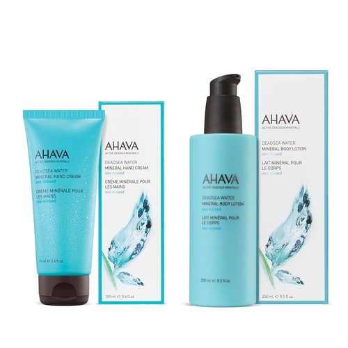 AHAVA Dead Sea Mineral Hand Cream & Body Lotion Set - Nourishing Sea-Kissed Hydration