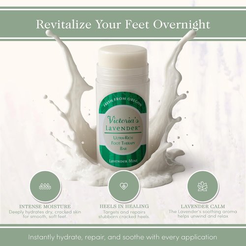 Victoria's Lavender Heel Balm Stick - Ultra-Rich Therapy for Dry, Cracked Feet - Lavender Mint 2.5oz