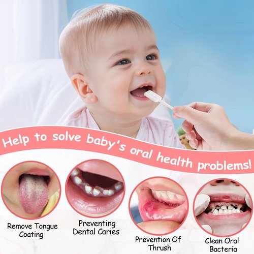 Lonlown 60PCS Baby Tongue Cleaner & 1PCS Finger Toothbrush Infant Mouth Cleaner Newborn Gum Cleaner Disposable Infant Oral Clean Stick Dental Care for Baby Toddler