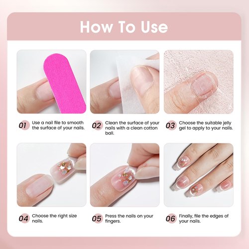 JODSONE Pink Square Press on Nails 3D Handmade Cat Eye Reuseable Fake Nail Tips Ready to Wear - Medium