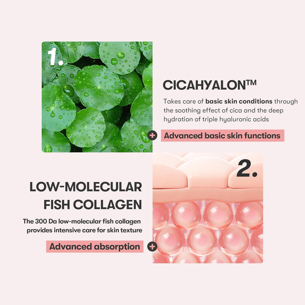 VT COSMETICS Cica Collagen Essence - 300Da Collagen Extract & Peptide Complex for Firm, Plump Skin | Korean Skincare, Pink Serum