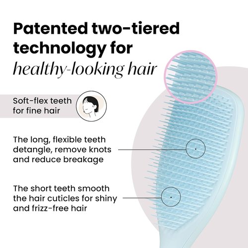 Tangle Teezer Detangler Hairbrush Duo - Eliminates Knots & Reduces Breakage | Large & Travel-Size, Blue & Mint