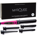 Marquee Beauty Professional Salon 8 Piece Flat And Curling Iron Set, 5 Interchangeable Ceramic Tourmaline Barrels, Heat Protectant Glove (Pink)