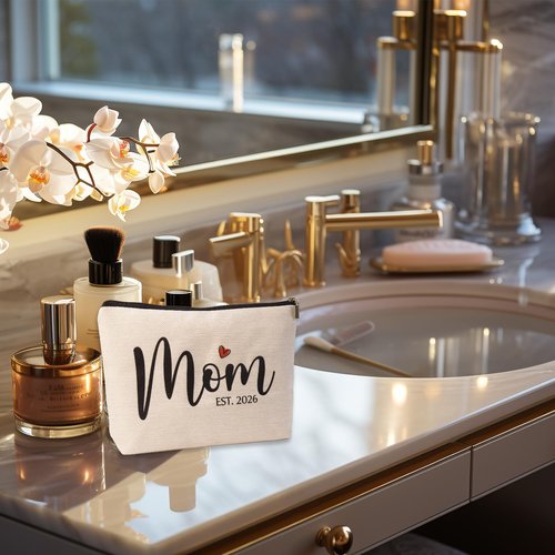 DJOLY Birthday Gifts for Mom, Mothers Day, Best New Mom Gifts for Birthday Mama Bag, Mom To Be Gift, Pregnancy Gifts for Expecting Mom Essentials Mommy Makeup Bag, Christmas Cosmetic Pouch
