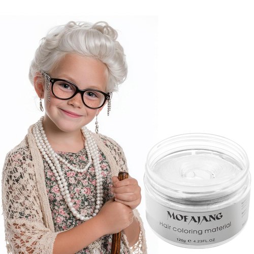 Skiennix White Hair Color Wax Pomade - 4.23 oz Natural Hair Styling Clay for Cosplay & Parties