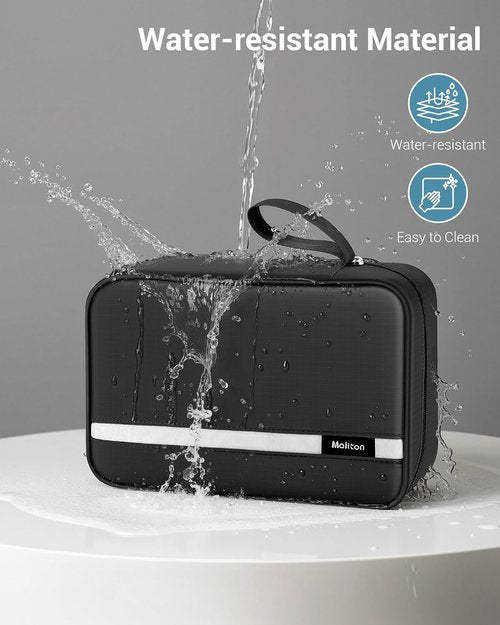 Maliton Toiletry Bag - Waterproof Travel Organizer for Men & Women | Large Hanging Design, 4 Compartments (Black)