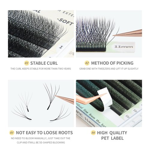ANNAFRIS 5D Premade Fan W Shape Eyelash Extensions 0.07 L Curl 9-13mm Mix Volume Self Fanning False Lashes Makeup Supplies Professional Use Lash Extension(0.07 L, 9-13mm Mix)