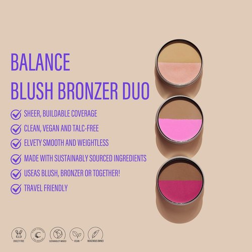 Cheekbone Balance Deep Blush/Bronzer - Talc-Free Multi-Use Compact with Soft-Matte Finish | 0.38 oz, Vegan & Cruelty-Free