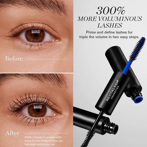 RevitaLash Cosmetics, Double-Ended Volume Set, Eyelash Primer & Mascara, Hypoallergenic & Cruelty Free