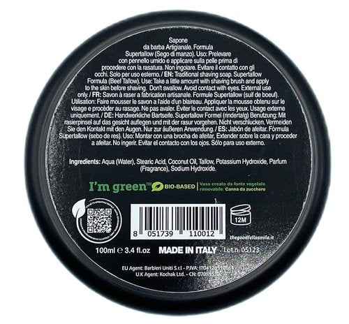 The Goodfellas' Smile,SHIBUSA 2 (Almond, Peach & Ylang Ylang), Luxury Itallian TALLOW Shaving Soap, Formulated for Use with A Shaving Brush, Made in Italy