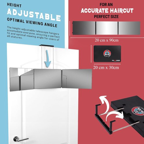 360 Mirror | Trifold Self Haircut System - Adjustable 3-Way Mirror for Men & Women