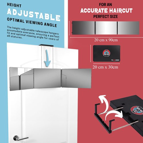 The 360 Mirror - 3 Way Mirror for Self Hair Cutting - Adjustable Trifold Barber Miror to Cut Your Own Hair - Tri Fold Self Haircut System for Men and Women Braiding - Three Sided Miror for Haircuts
