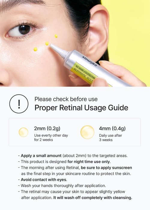 celimax The Vita A Retinal Shot Tightening Booster | 0.1% Retinal, 3% Matryxyl, High-Strength Retinoid for Anti-Aging, Pore Minimizer, Wrinkles & Fine Lines, Firmer Skin, 15ml
