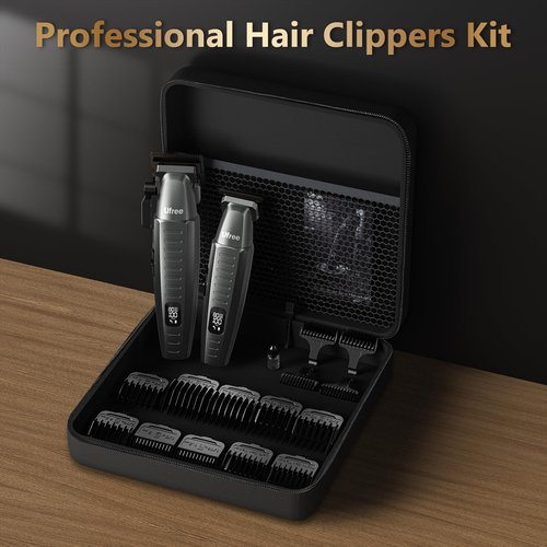 Ufree Professional Hair Clippers for Men with Bag, Mens Clippers and Trimmers Set, Barber Clippers Set, Electric Beard Trimmer, Gifts for Men, Gray