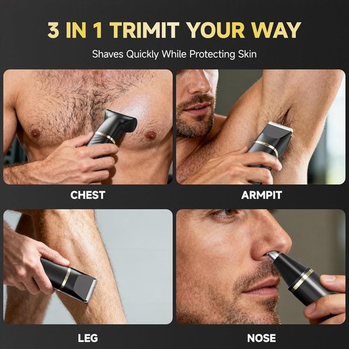 Beard Trimmer for Men by [Brand Name] - IPX7 Waterproof Electric Razor Grooming Kit | Wet/Dry Use, Black