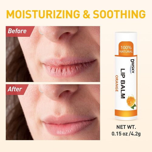 DMSKY Lip Balm Bulk Pack - Moisturizing Coconut Oil & Vitamin E for Dry Lips | 24 Natural Flavors