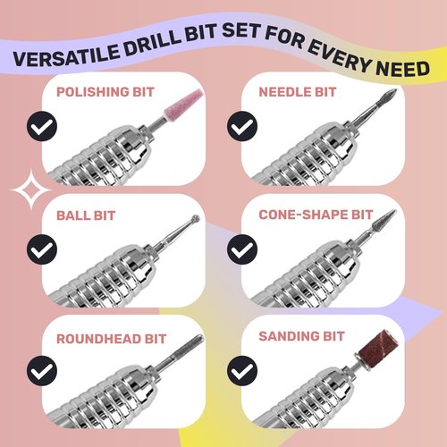 M - E-ZDrill Rechargeable Electric Nail Drill, 35k RPM, Smart Speed & Battery LCD, Portable Lightweight, Forward/Reverse, Aluminum Metal, Acetone Resistant Nail Drill (White)