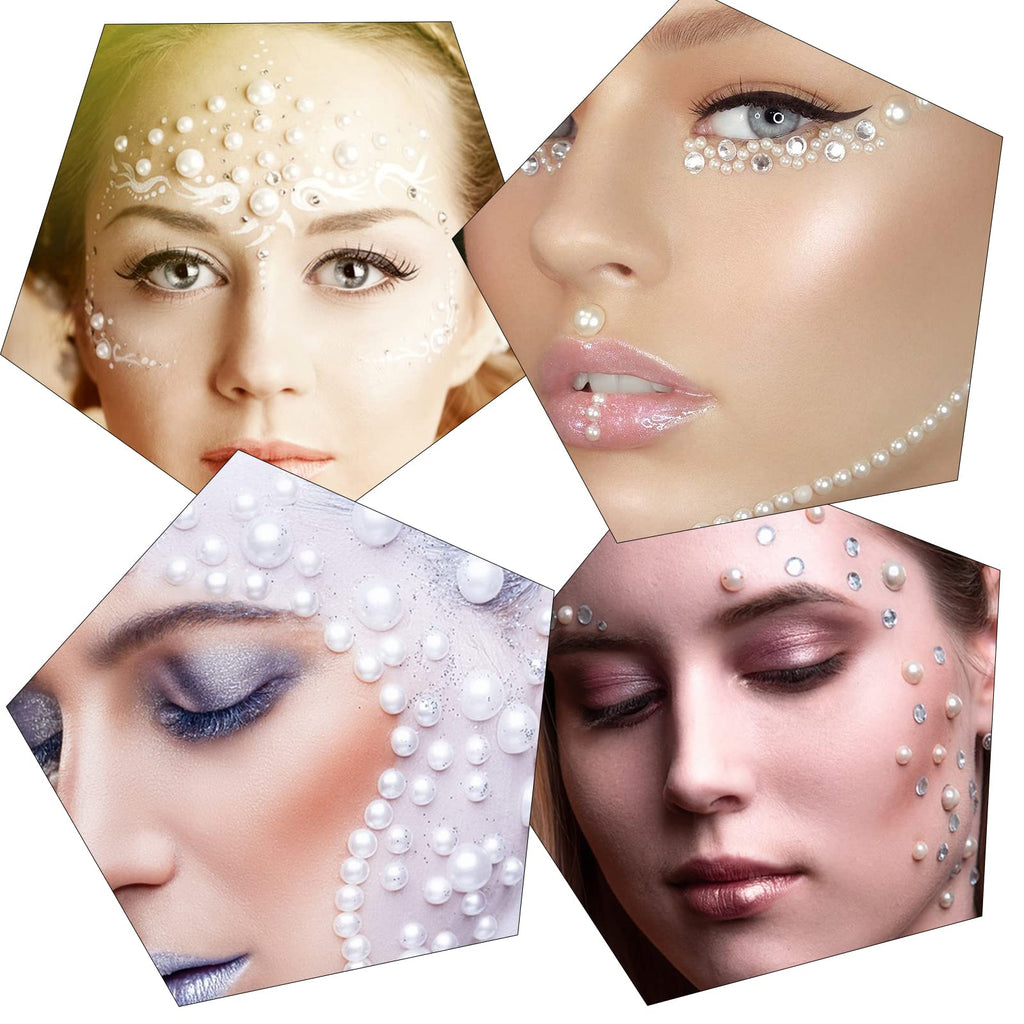 Xenophoer 5900 Pcs Half Pearls for Crafts Black Nail Pearls for Nail Art Falt Back Pearls for Makeup Craft Pearls for Artists Creative DIY Flatback Pearls for Nails (2/3/4/5/6/8/10mm) , (ZZ003)