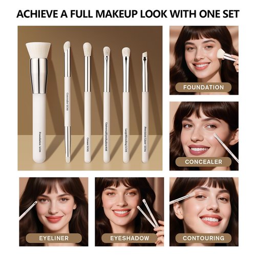 LOCKCUTE 4pc Eyeshadow Brush Set - Pro Blending, Precision Bristles, Skin-Friendly Makeup Brushes Kit for Flawless Eye Looks(Large/Detail/Crease/Eyeliner Brush)