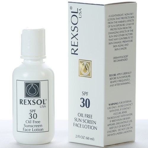 REXSOL SPF 30 Oil-Free Sunscreen Face Lotion - Broad Spectrum UVA/UVB Protection with Vitamins C, E, A | 60 ml
