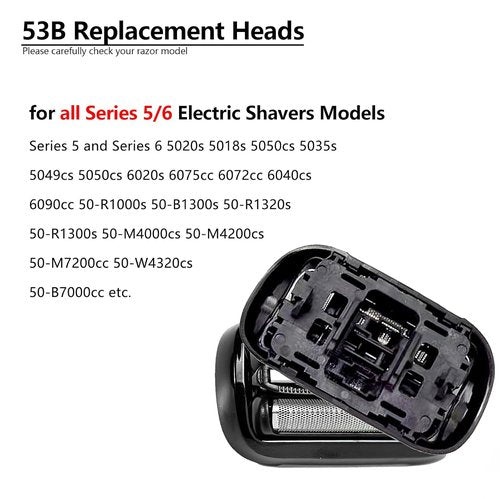 Braun Series 5 & 6 53B Shaver Replacement Head - Wet & Dry Foil and Cutter for S5/S6 Razors
