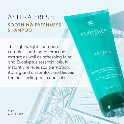 Rene Furterer ASTERA FRESH Shampoo | Soothing Relief for Sensitive Scalps - Mint & Eucalyptus, Paraben-Free