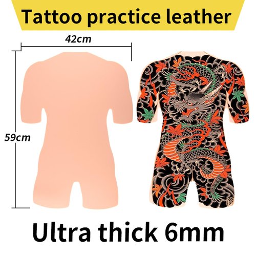Full-body back tattoo practice skin with double-sided soft silicone thickening, 6mm thick, suitable for artwork display