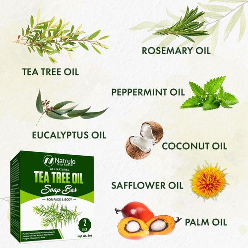 Tea Tree Oil Soap Bar for Face & Body – All Natural Remedy Skin Cleanser – Pure Essential Oil Infused Skincare Cleansing Soap for Dirt & Acne - Tea Tree Face & Body Wash Made in USA
