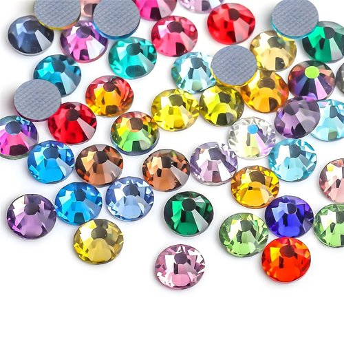 Hotfix Rhinestones Flatback Glass Rhinestone 1440PCS SS20 4.6-4.8MM Round Gems for Nails Art Glitter Crystals Stone DIY Bags Clothes Shoes (Mixed Colors)