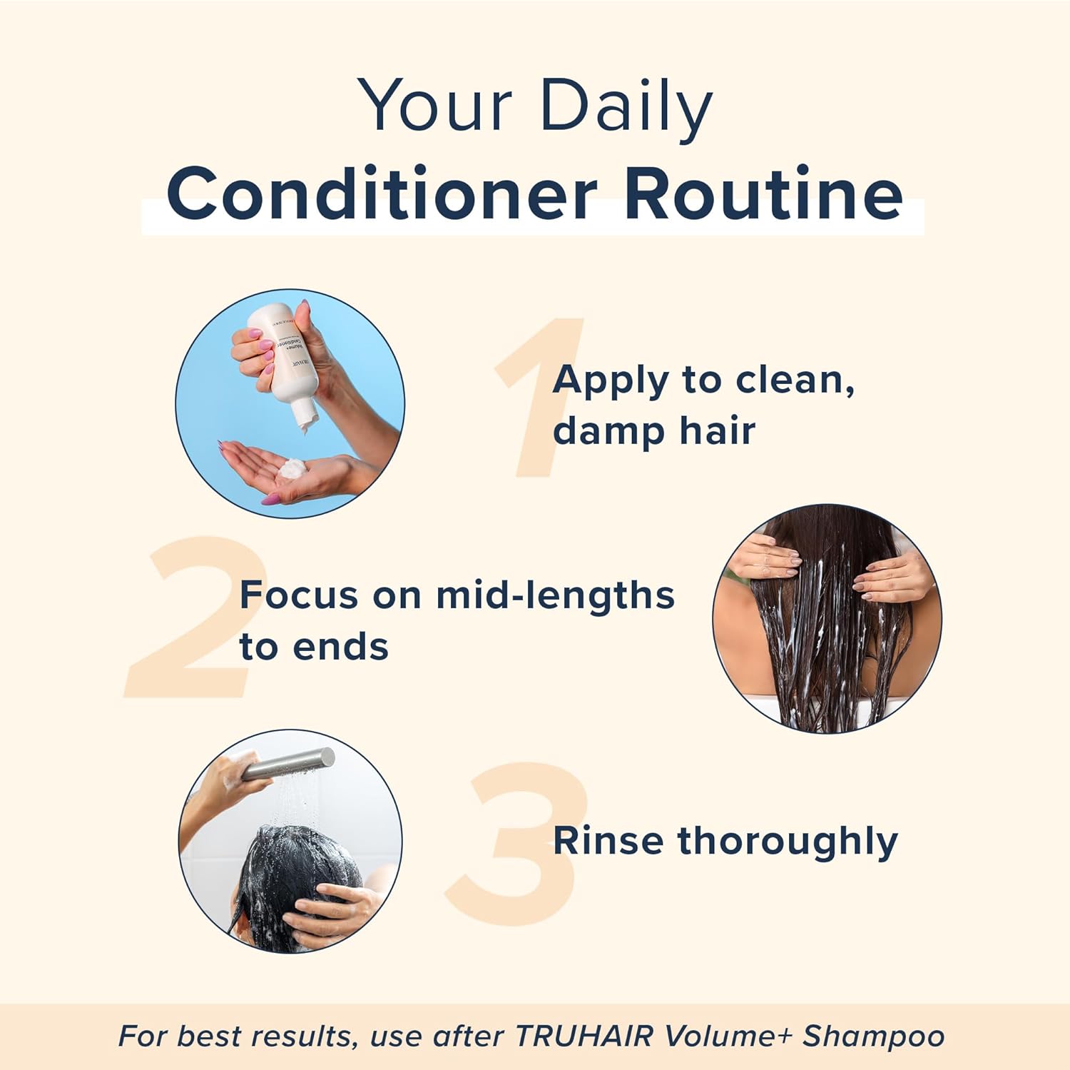 TRUHAIR Volume+ Conditioner - Lightweight Hydration & Shine with Keratin & Panthenol - 8 oz