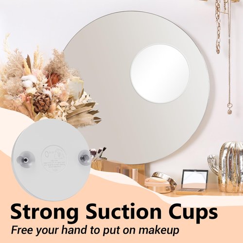 Magnifying Mirror, 10X & 20X & 30X Set, Magnified Mirrors 3.5" with Two Suction Cups, Travel Magnifying Mirror Set Comes with Portable Storage Bag, Compact Small Magnified Mirrors for Travel(White)