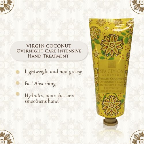SPA CEYLON Virgin Coconut Overnight Care Hand Treatment - Travel Size Lotion for Dry Skin Repair