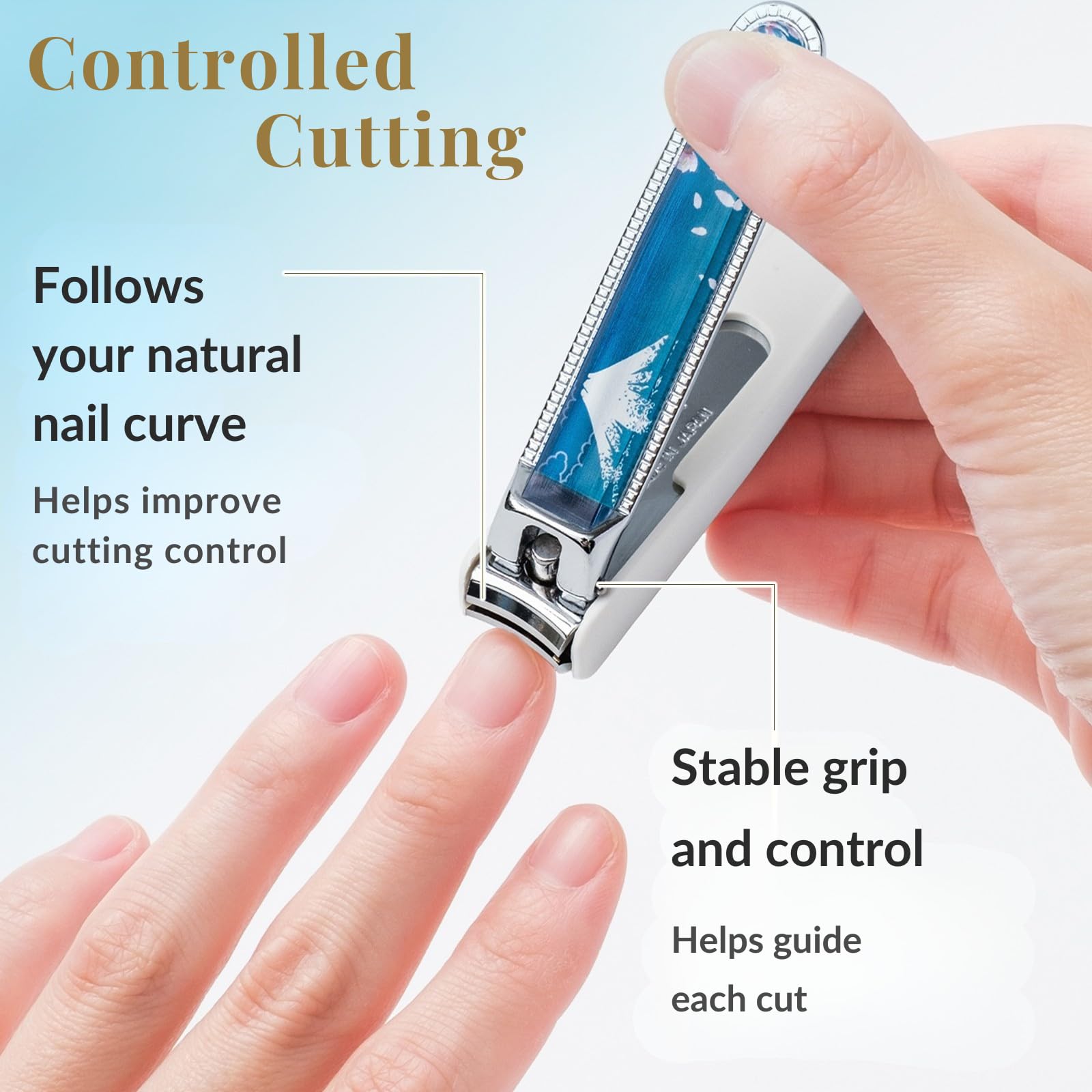 Wablade Japanese Nail Clippers, Made in Seki Japan, Curved Carbon Steel Edge, Removable Nail Catcher with Built-in Nail File, Fingernail & Toenail Grooming Tool, Compact Travel Design (Maiko)