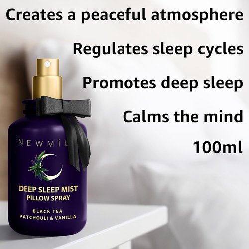 Skiennix Deep Sleep Pillow Spray - Natural Aromatherapy Mist for Relaxation & Stress Relief | Patchouli, Black Tea, Vanilla
