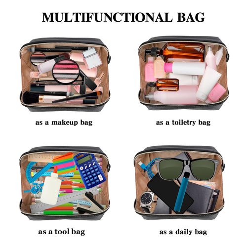 FANGENKE Easter Basket Gifts for Girls Women,Portable Makeup Bag Opens Flat for Easy Access,Cosmetic Bag Toiletry bag With Padded for Protection for Travel&Daily Use,Travel Accessories Bag(Black)