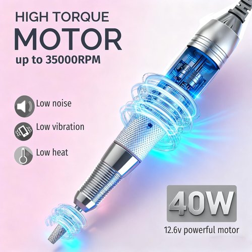 Lumcrissy Electric Nail Drill Professional, Upgraded High-Power Efile with Genuine 4000mAh Battery, Cordless Rechargeable Nail File Tool for Acrylic Gel Nails & Cuticle Removal, Salon/Home Use