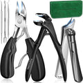Toenail Clippers for Seniors Thick Toenails, 2026 Long Handle Toe Nail Clippers with Angled Head, Slanted Toenail Clippers & Wide Opening Ingrown Nail Clippers for Men, 6PCS