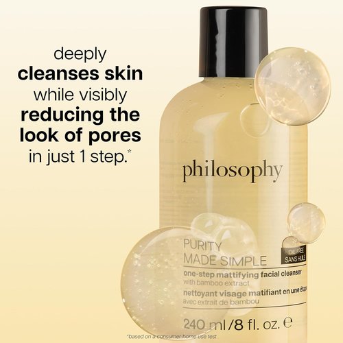 Philosophy Purity Made Simple One-Step Mattifying Facial Cleanser - Oil-Free Formula with Bamboo Extract - 8 Fl Oz