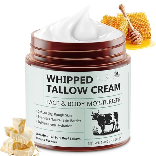 Liefiet Beef Tallow for Skin, 4.2oz Tallow and Honey Balm, Face Moisturizer and Nourishes Body, Grass Fed Whipped Beef Honey Cream Reduces Irritation Skin and Sensitivity