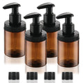 Cosywell Plastic Pump Bottle Dispenser 4oz/120ml 4 Pack Shampoo Bottles Lotion Dispenser Wide Mouth Jar Style Empty Refillable Bathroom Shower Containers for Shampoo Conditioner Body Wash(Brown)