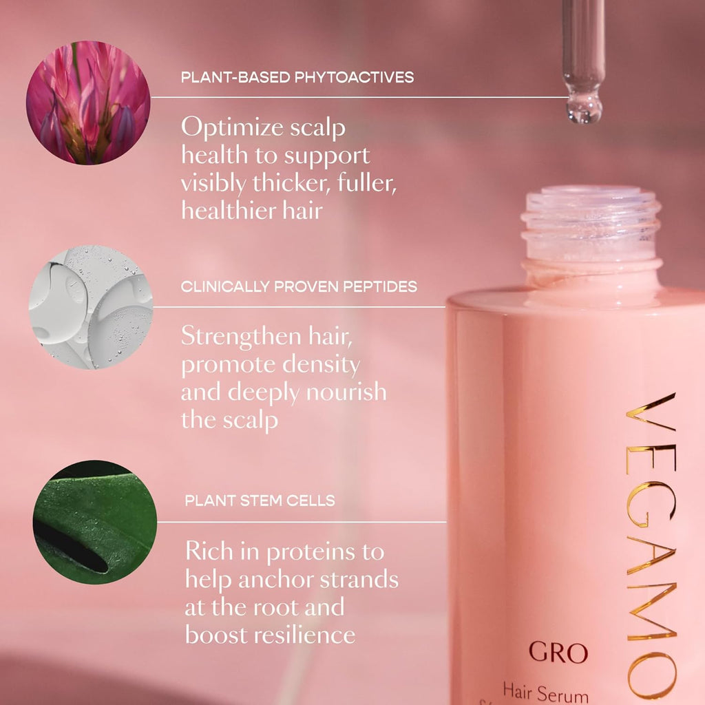 VEGAMOUR GRO Hair Serum - Thicker, Fuller Hair in 90 Days | Non-Oily, Vegan, Bergamot Scented