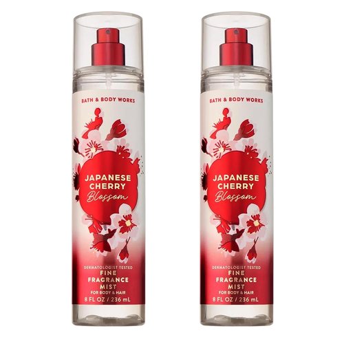 Bath & Body Works Japanese Cherry Blossom Mist | Long-Lasting Floral Body Spray for Women, 8 fl oz - 2 Pack