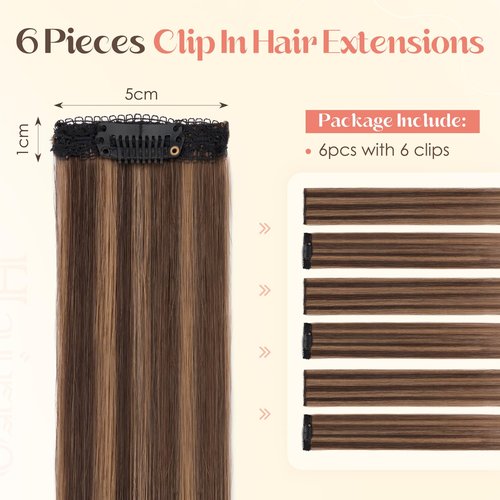 Hairro 6PCS 6 Clips In Short Hair Extensions Remy Real Human Hair Clip Ins Mini Clip On Hairpin Hairpieces For Women 33g 12 Inch #2RP6