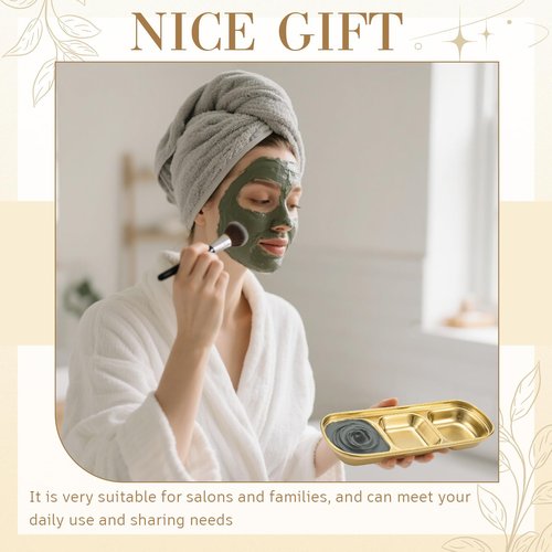 Teenyyou 4 Pcs DIY Esthetician Bowls Face Mask Tray Esthetician Supplies Stainless Steel Gold Compartment Serving Tray Women Skincare Products for Spa Salon Aesthetician Beauty, Nail Art (Medium)